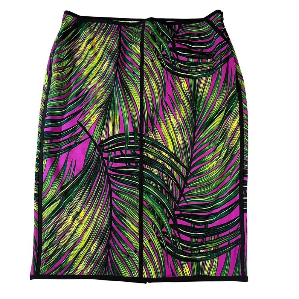 Worthington Purple Paradise Palm Pencil Career Skirt XL Polyester/Spandex